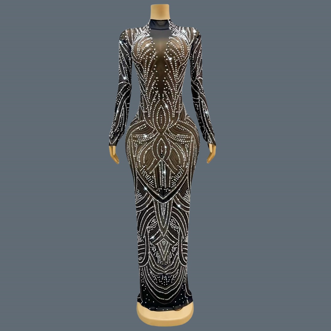 Sparkly Rhinestone Club Party Dress - Schwarzes, neues, glitzerndes Abendkleid mit Strasssteinen,