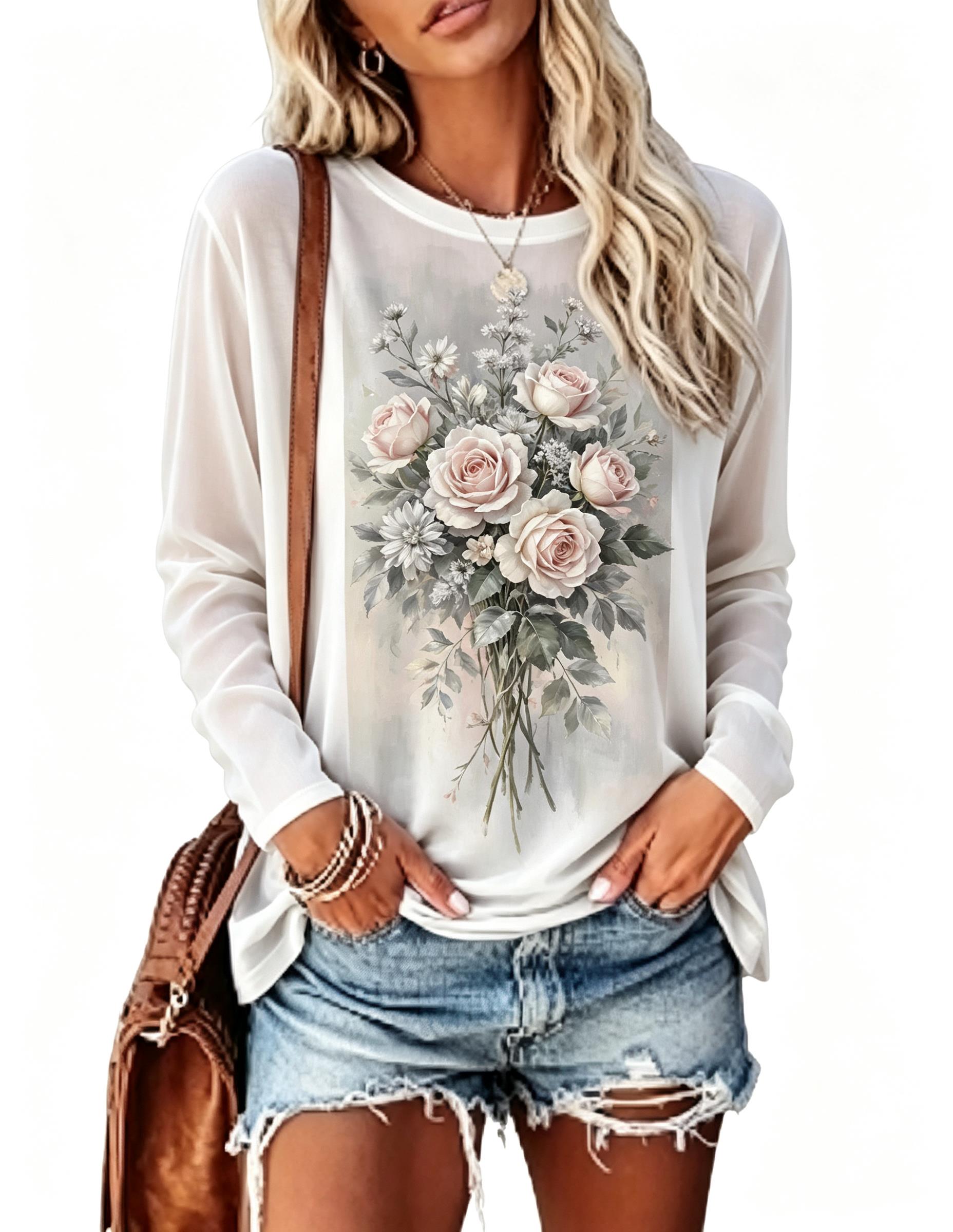 Damen Langarm-T-Shirt Vintage  – Blouses Bewertung und Preis