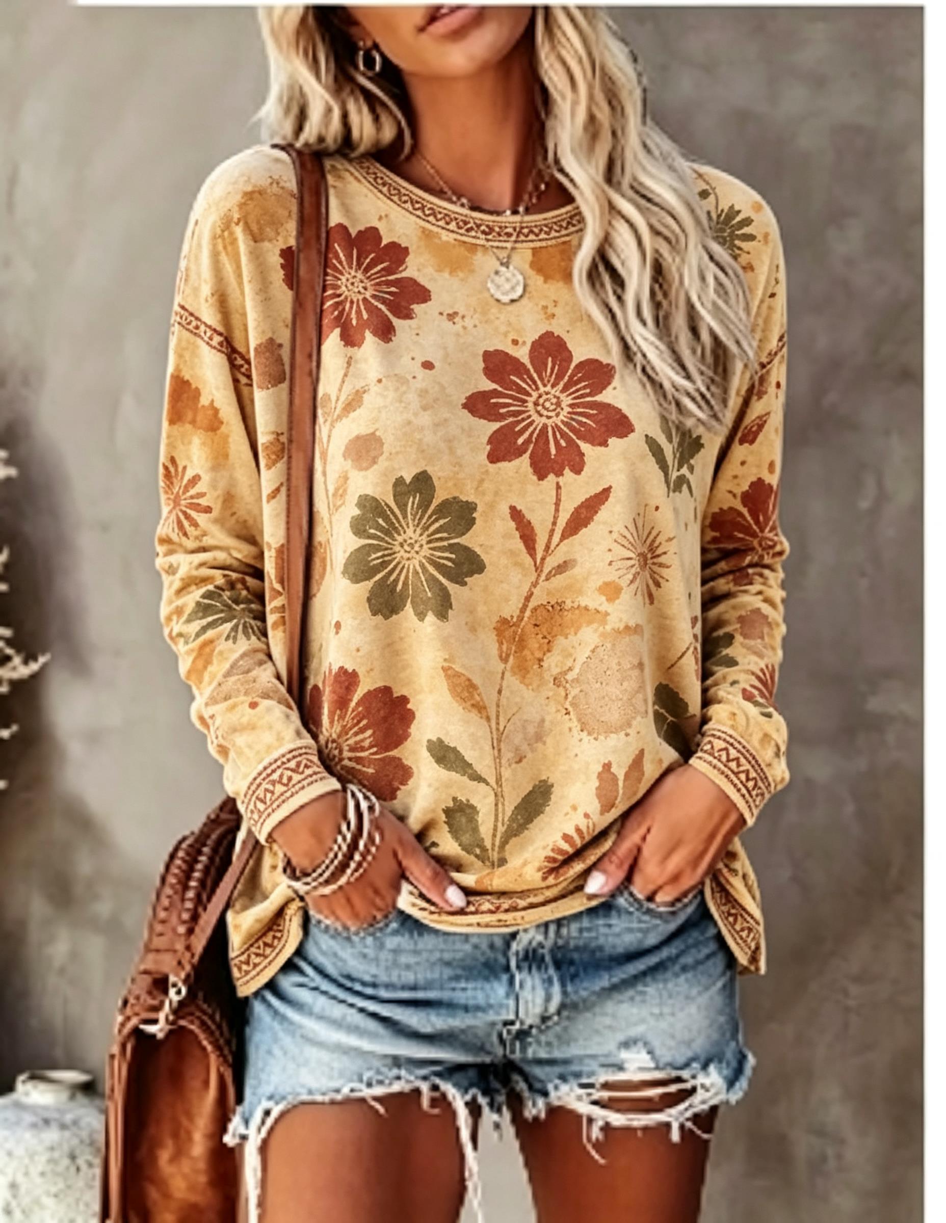 Damen-T-Shirt mit Rundhalsauss – Blouses Bewertung und Preis